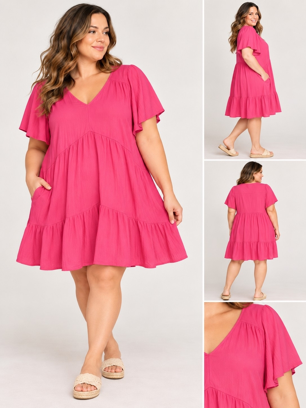 Lane Bryant Pink Plus Size Tiered Dress – Size 6X – NWT